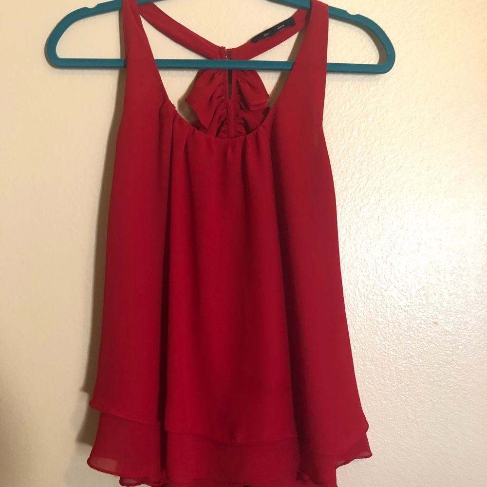 Red ruffle back tank, size medium